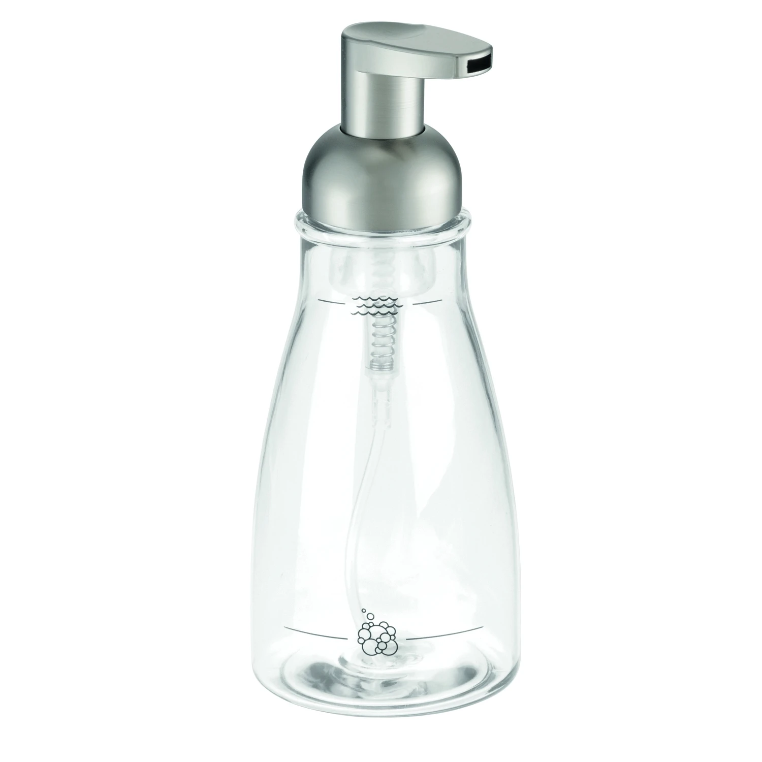 14 Oz. Clear Plastic Foaming Soap Dispenser With Brushed Nickel Lid