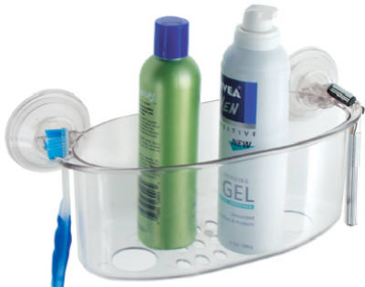 Power Lock Clear Suction Shower Basket - 12 In. X 5 In. X 4.25 In.