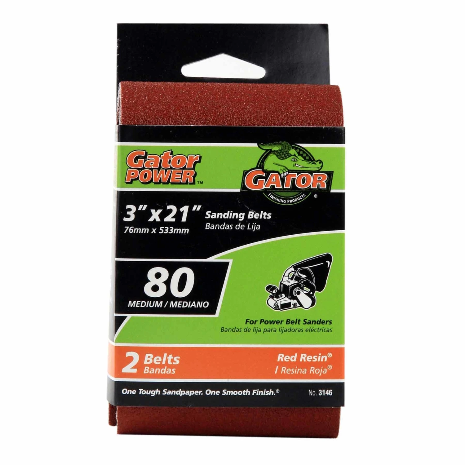 Sanding Belts, Aluminum Oxide, 80-Grit, 3 x 21 In., 2-Pk.