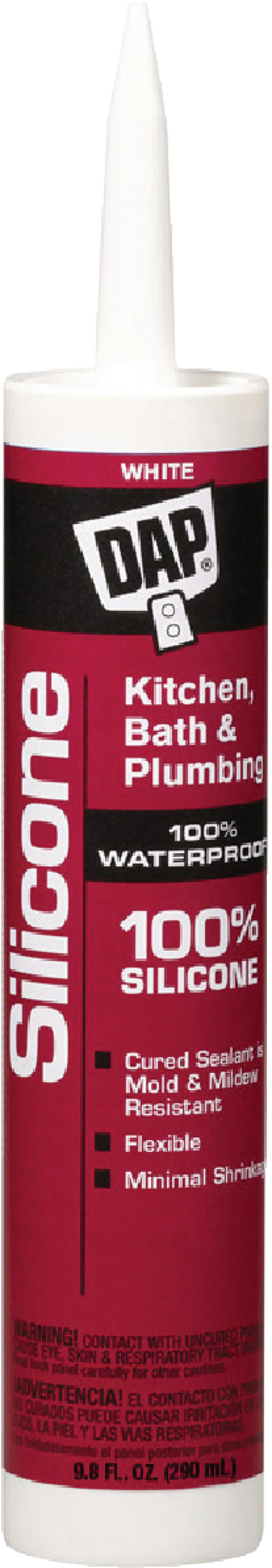 Kitchen And Bath 100% Silicone Sealant, 6 Ounce Tube, White