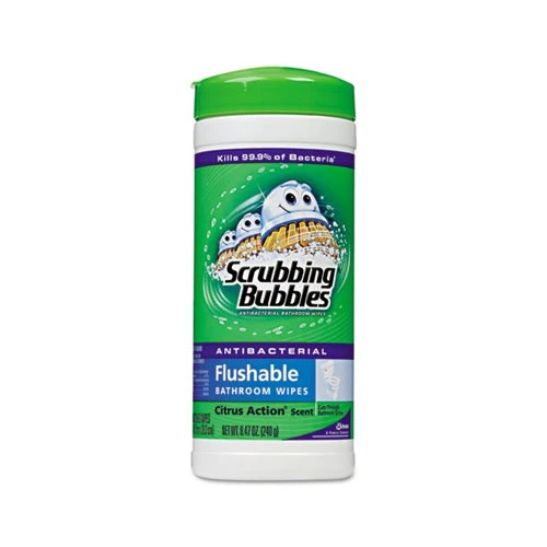 Scrubbing Bubbles Antibacterial Flushable Bathroom Wipes - Citrus Action, 28 Count