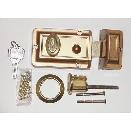 Single Cylinder Night Latch Auxiliary Lock, Bronze Finish