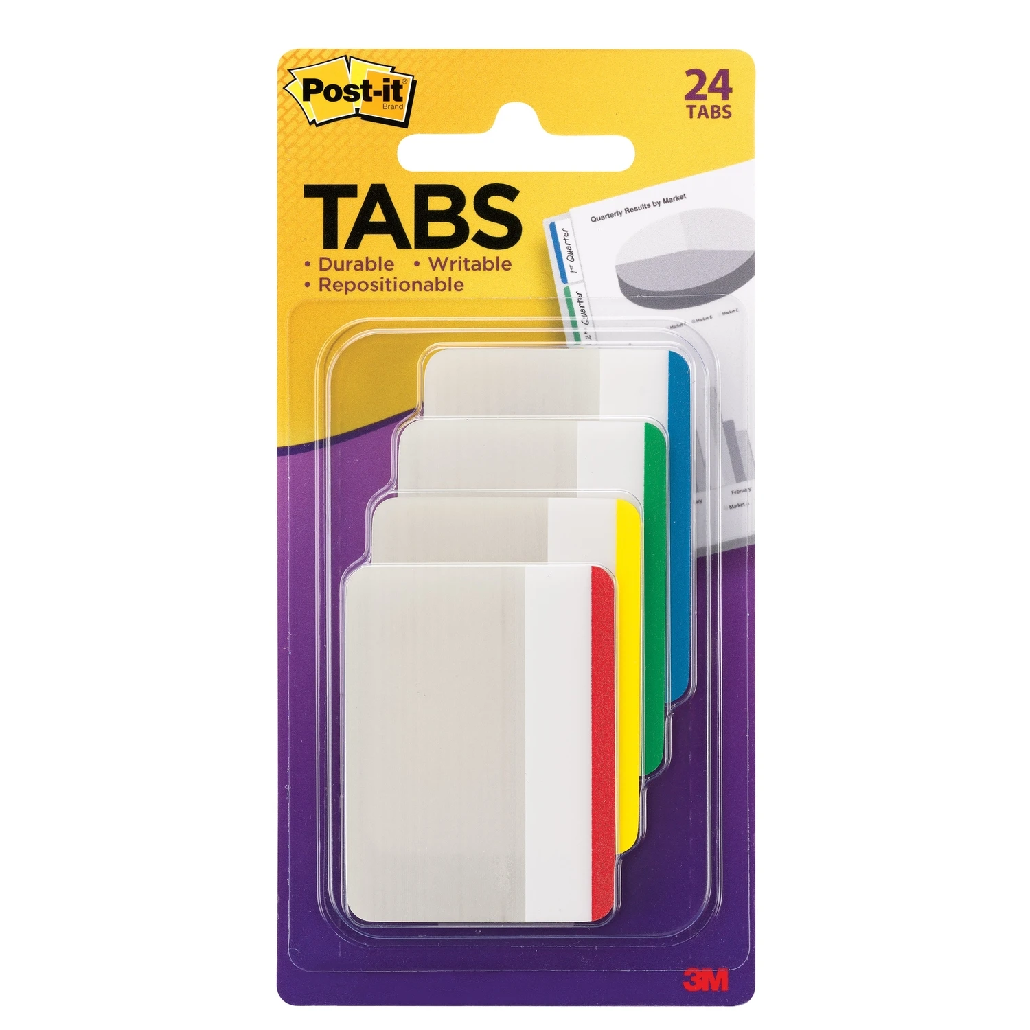 Tabs 2 In. W X 1.5 In. L Assorted Sticky Filing Tabs 4 Pads