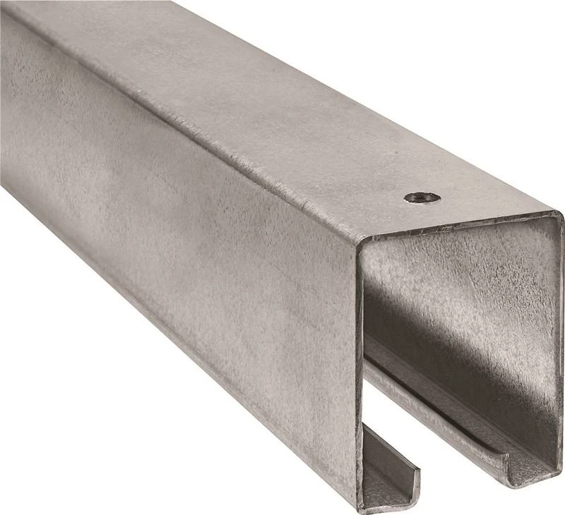14 Ft Galvanized Steel Box Rail, 1-57/64 In W, 2-13/32 In H