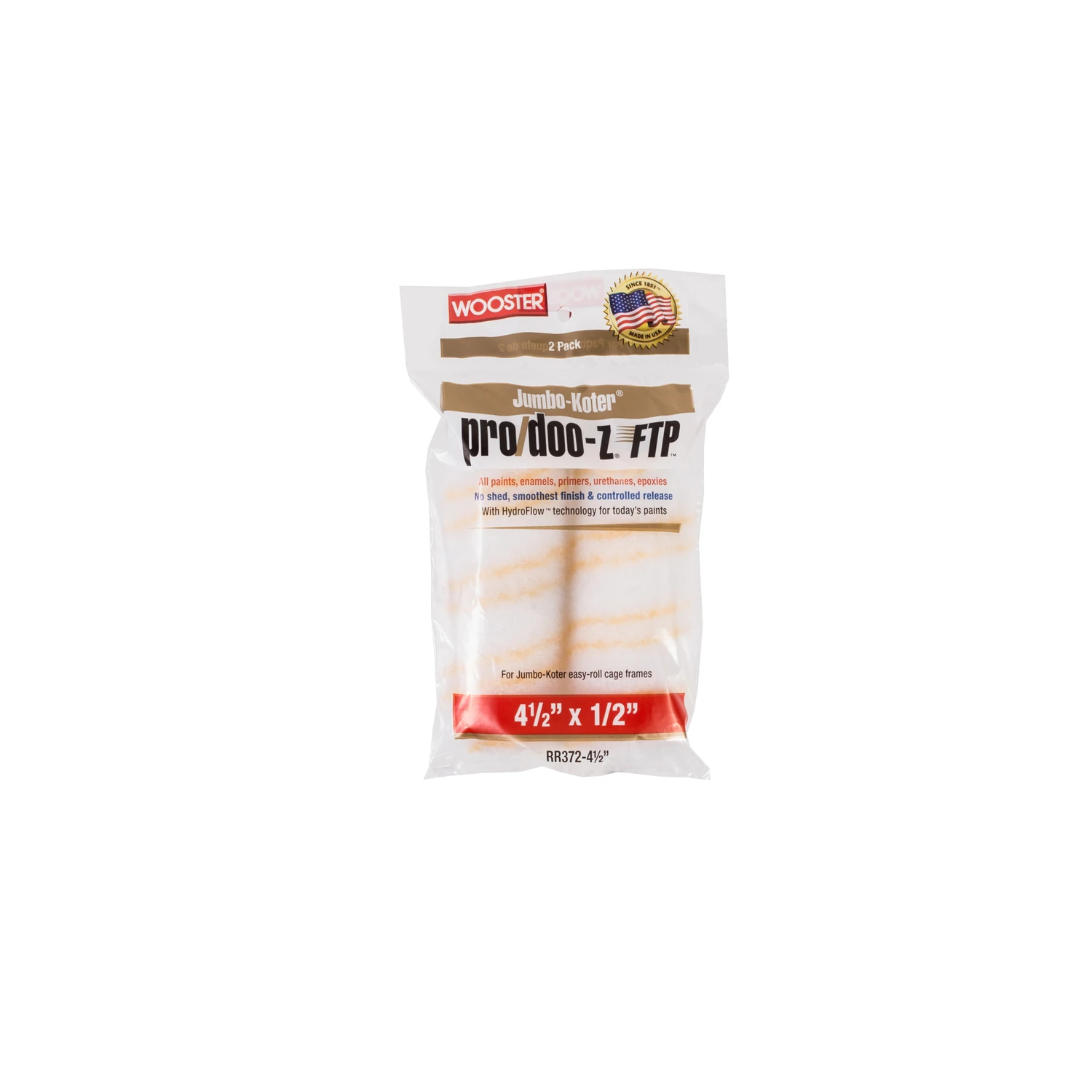 Jumbo-Koter Pro/Doo-Z Mini Paint Roller Covers, 1/2 In. Nap, 4-1/2-In. 2-Pk.
