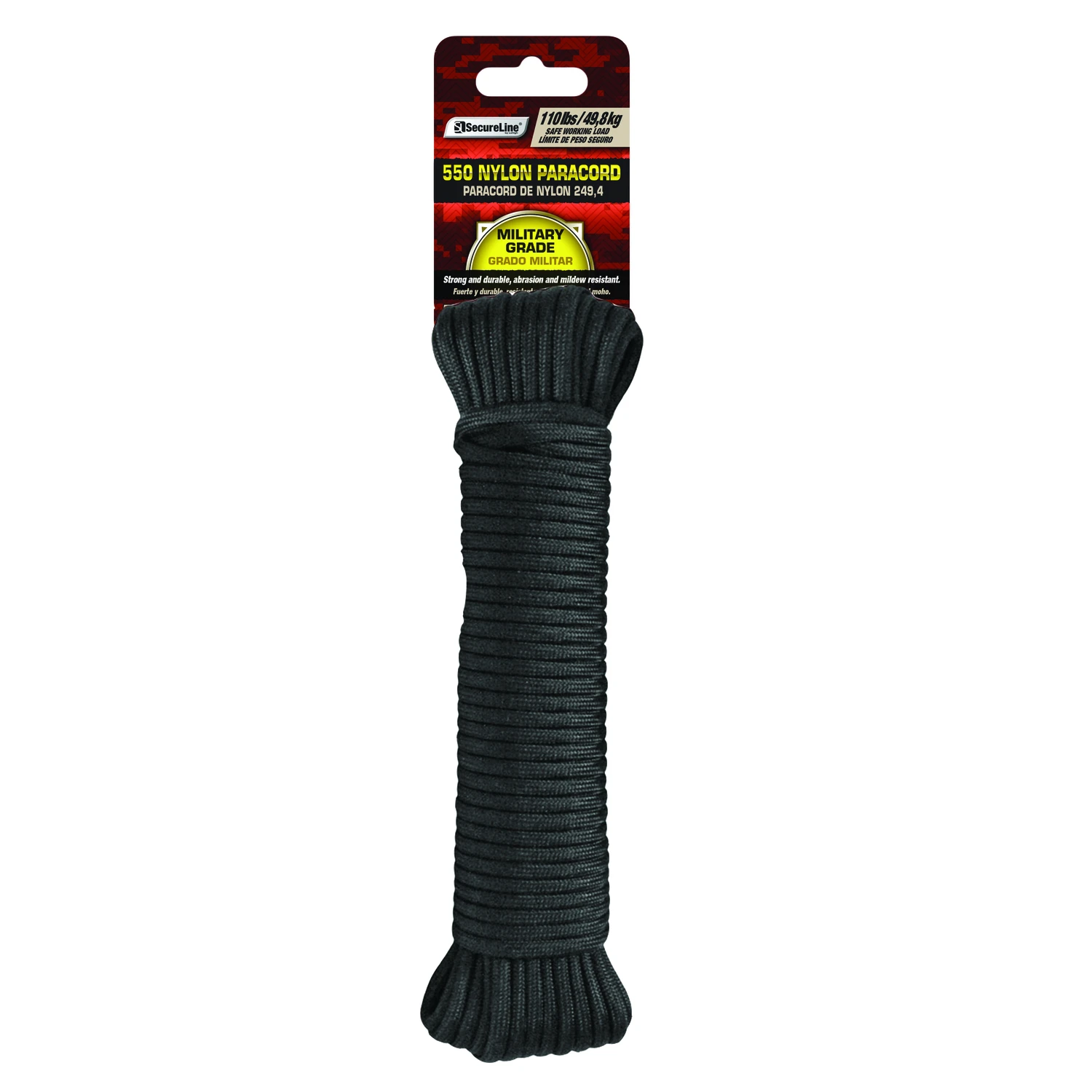 5/32 In. Diameter X 50 Ft. Length Black Braided Nylon Paracord