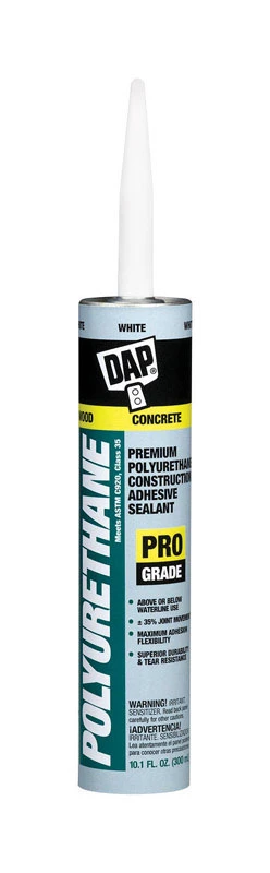 10.1 Oz. Premium Polyurethane Construction Adhesive Sealant, White, Waterproof