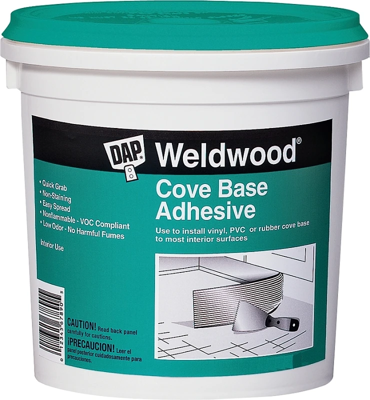 Cove Base Adhesive, 1 Quart - High Strength Synthetic Acrylic Latex