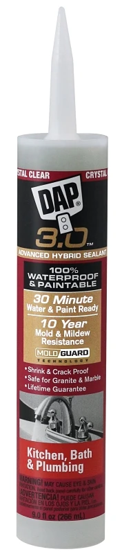 3.0 Crystal Clear Polymer Kitchen And Bath Sealant 9 Oz - High Performance Sealant