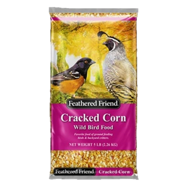 Cracked Corn Wild Bird Food, 5 Pound Bag For Backyard Birds