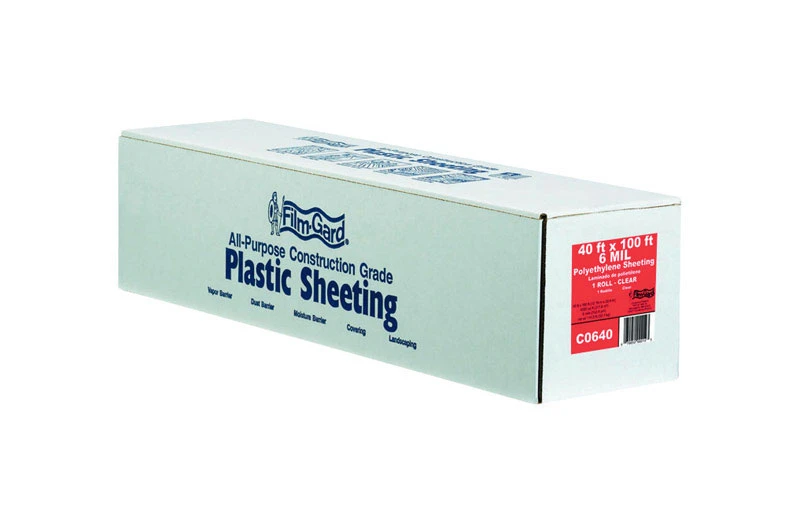 Clear Polyethylene Film Sheeting, 6 Mil Thickness, 40 Feet by 100 Feet