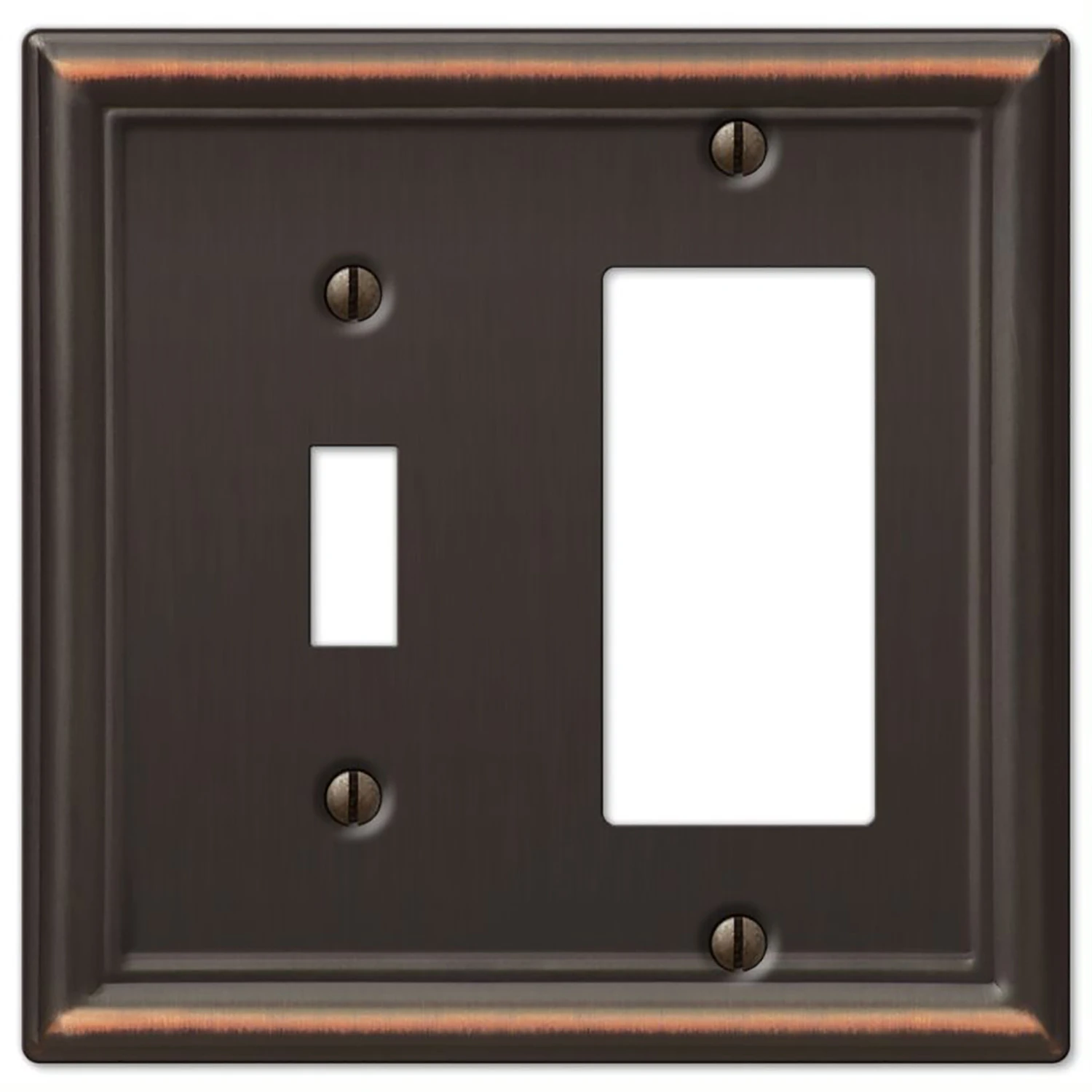 Chelsea Wall Plate, Aged Bronze, Steel, 1 Toggle/ 1 Rocker