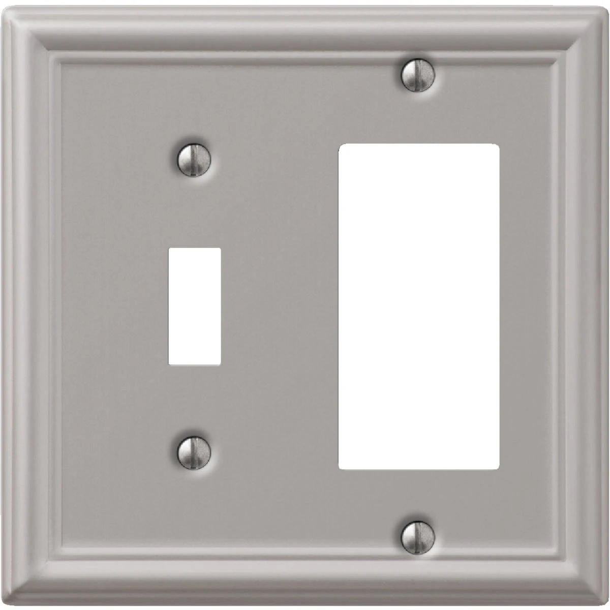 Amerelle Chelsea Brushed Nickel 2 gang Stamped Steel Decorator/Toggle Wall Plate 1 pk