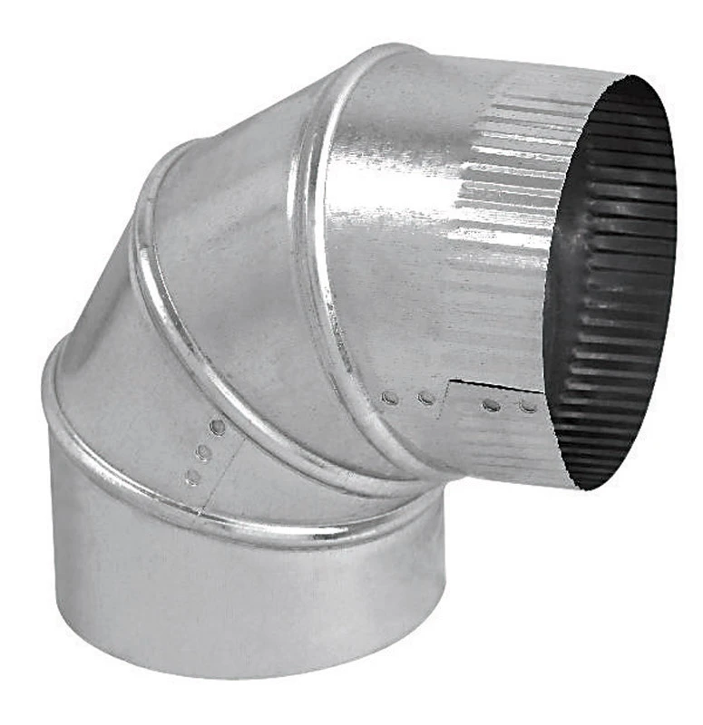 5 In. Adjustable 90 Degree Galvanized Steel Furnace Pipe Elbow, 24 Gauge