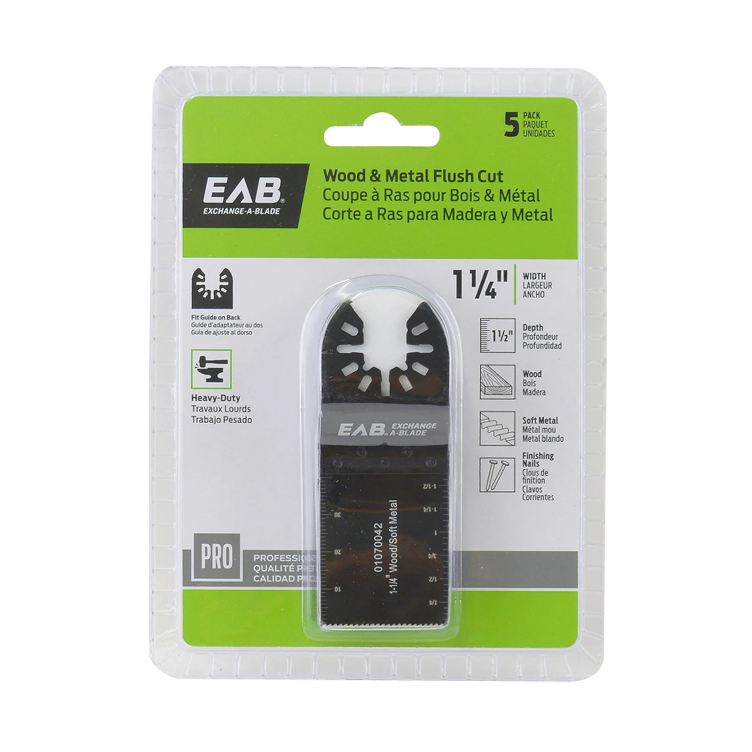 Flush Cut Oscillating Tool Blade, Bi-Metal, 1-1/4-In., 5-Pk.