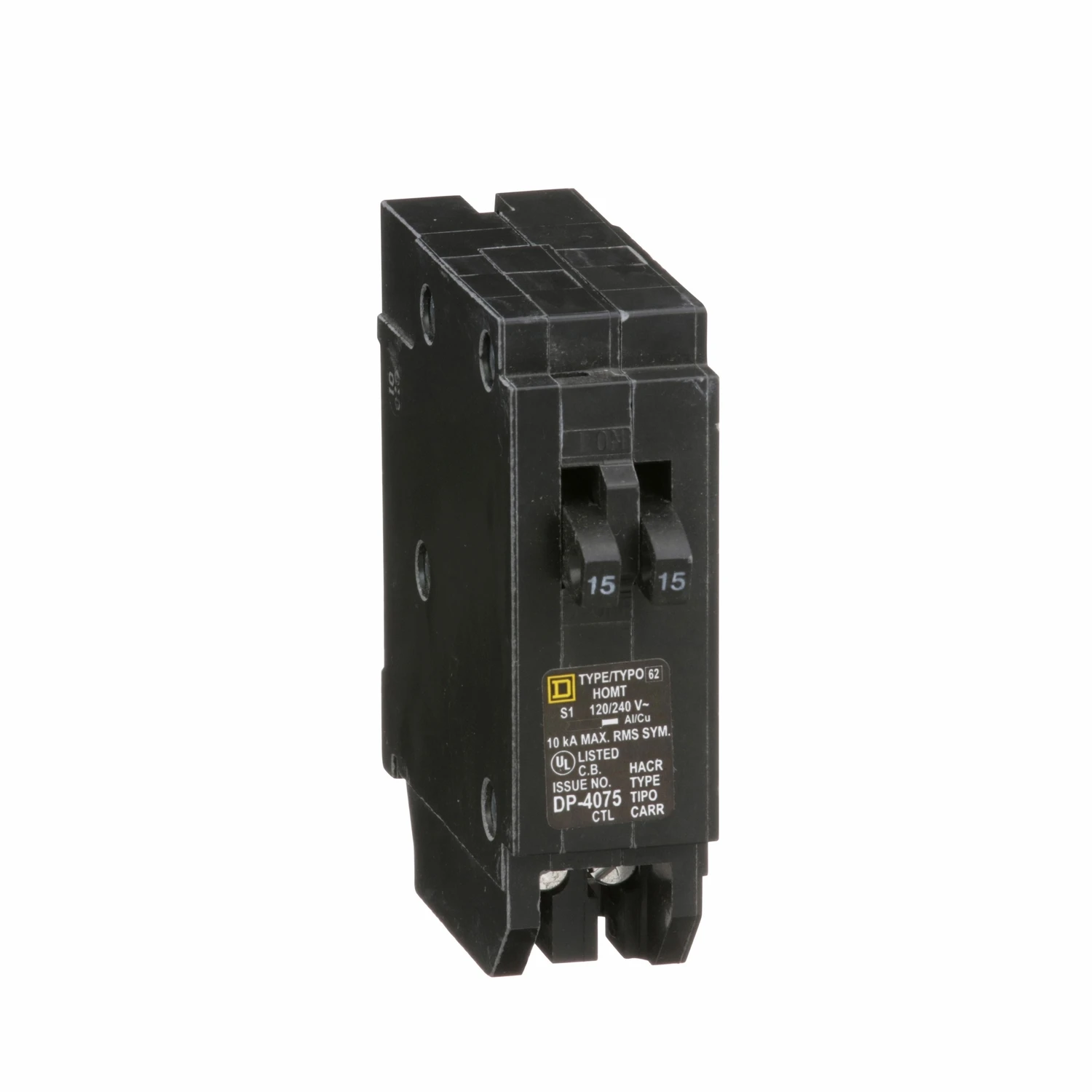 Homeline 15a/15a Twin Single-pole Tandem Circuit Breaker - Model Homt1515cp