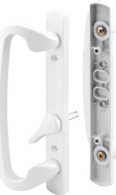 White Diecast Patio Door Handle with Offset Thumb Turn