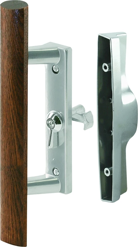 Sliding Patio Door Handle with Gray Diecast Wood Handle, 3 and 15 Sixteenths Inches
