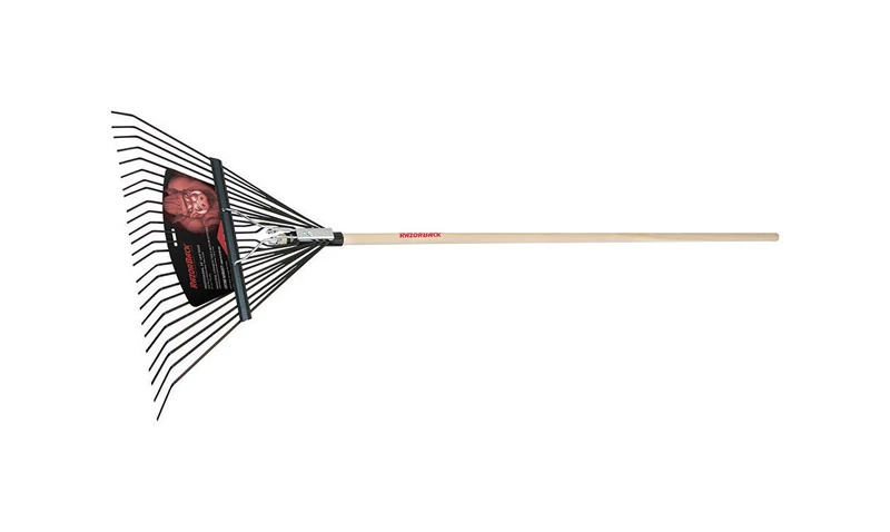 24 In. Steel Leaf Rake With 54 In. Wood Handle - 24 Tines