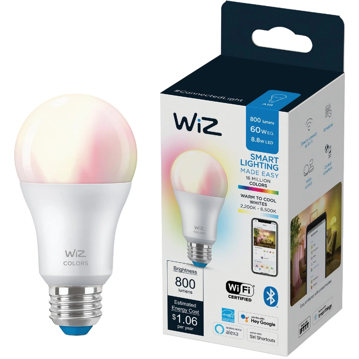 60w Equivalent Color Changing A19 Medium Dimmable Smart Led Light Bulb