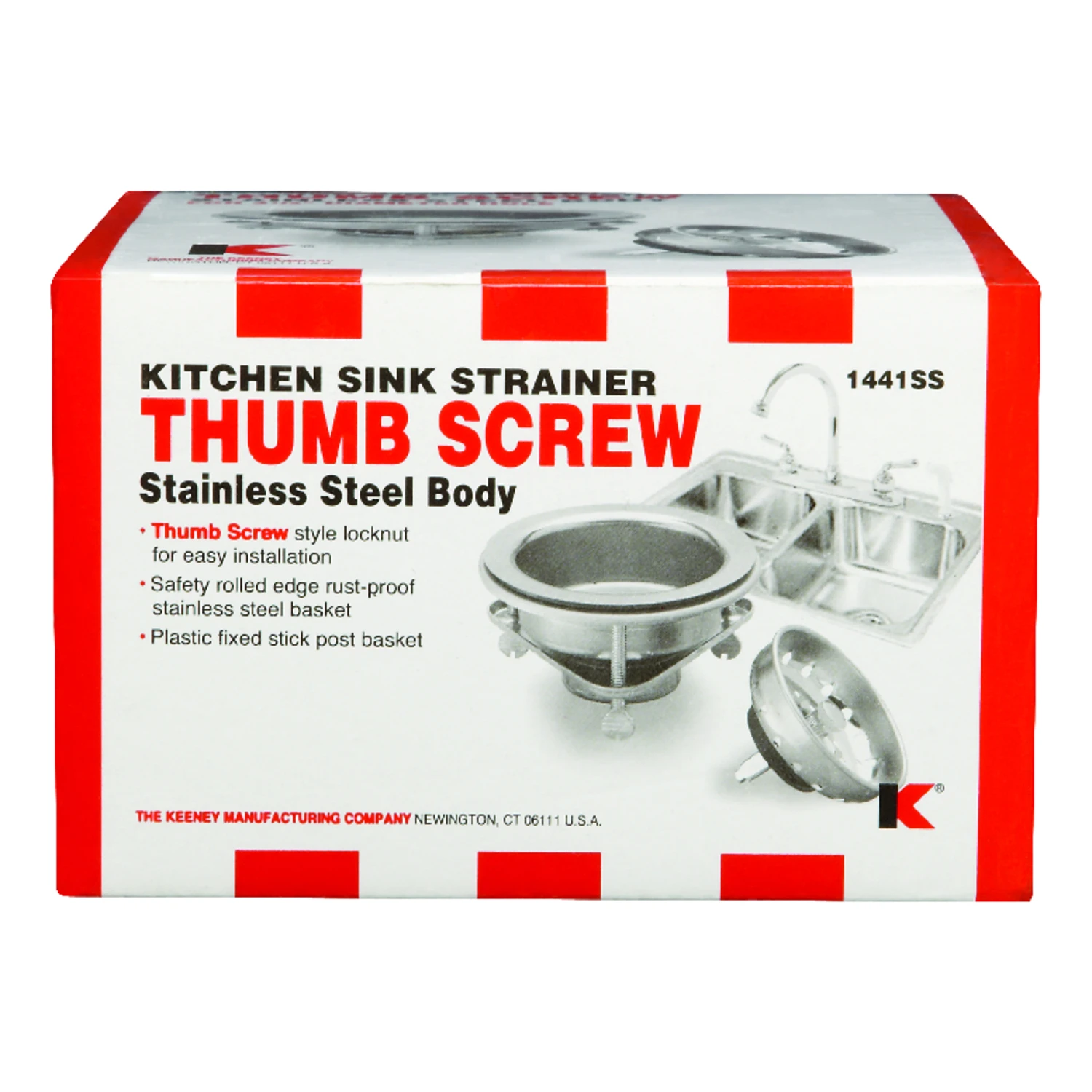 3-1/2 Inch Stainless Steel Thumb Screw Style Basket Strainer Assembly