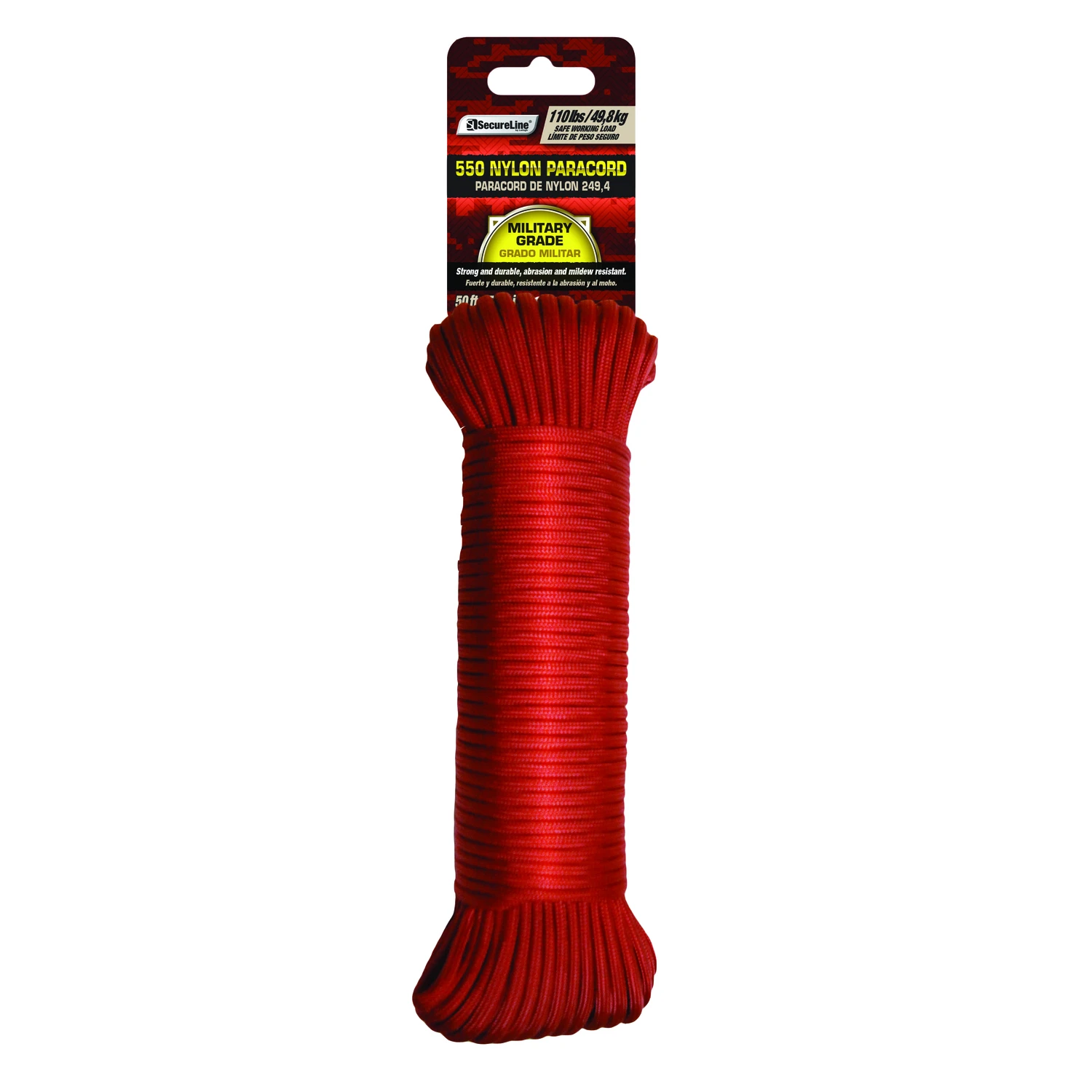 5/32 In. Diameter X 50 Ft. Length Red Braided Nylon Paracord