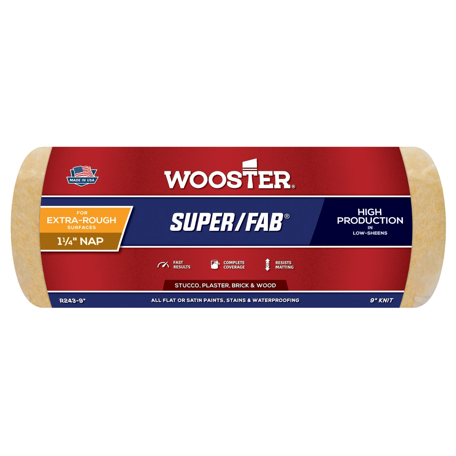 Super/Fab Paint Roller Cover, 1-1/4-In. Nap, 9-In.