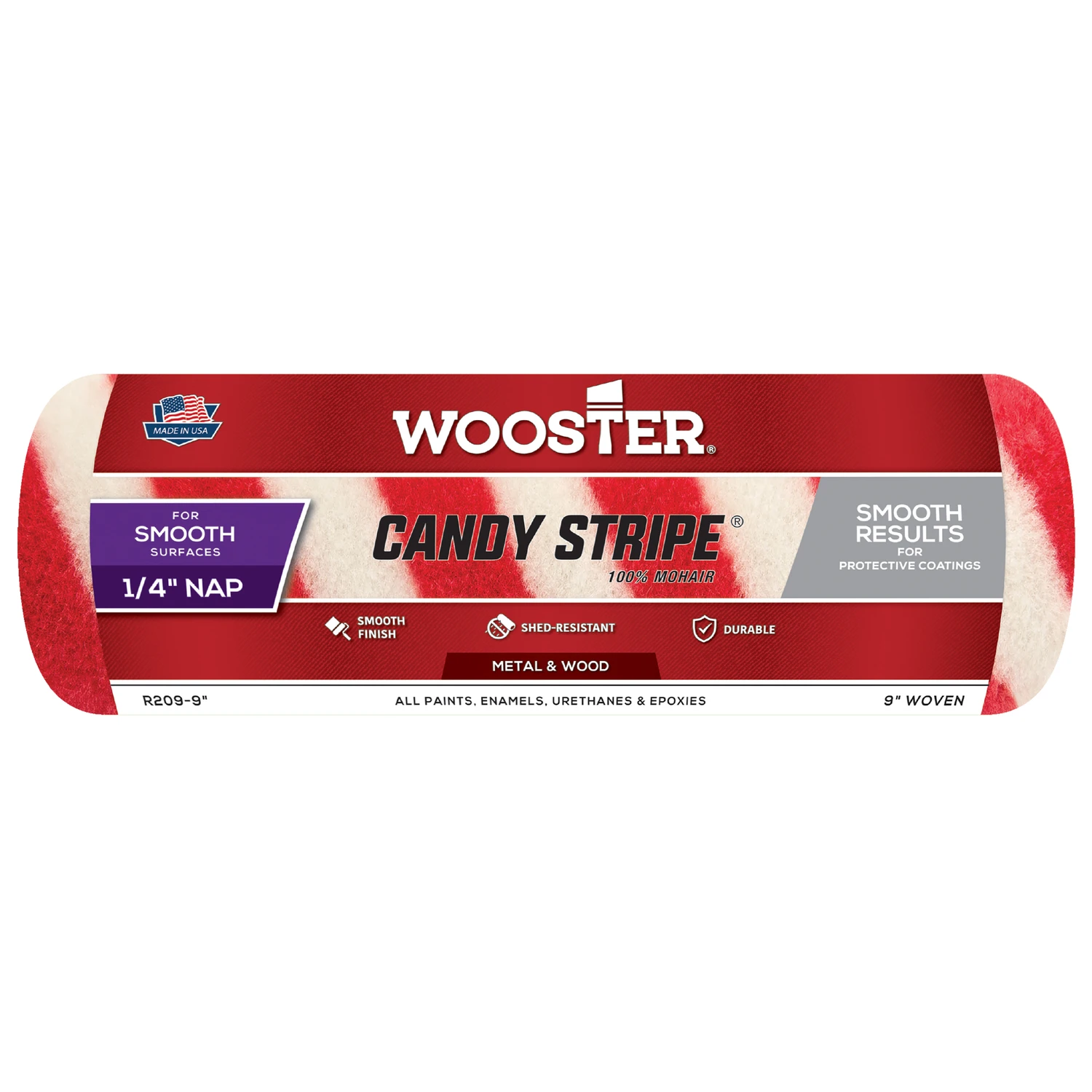 Candy Stripe Paint Roller Cover, Smooth, 1/4-In. Nap, 9-In.