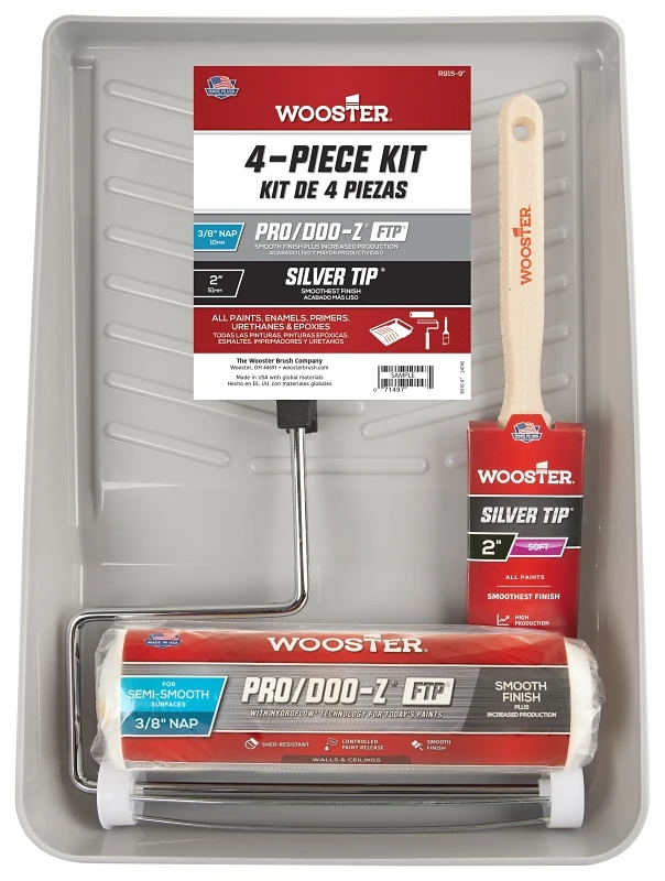 Pro/doo-z Ftp & Silver Tip Roller & Tray Set - 4-piece Painting Kit