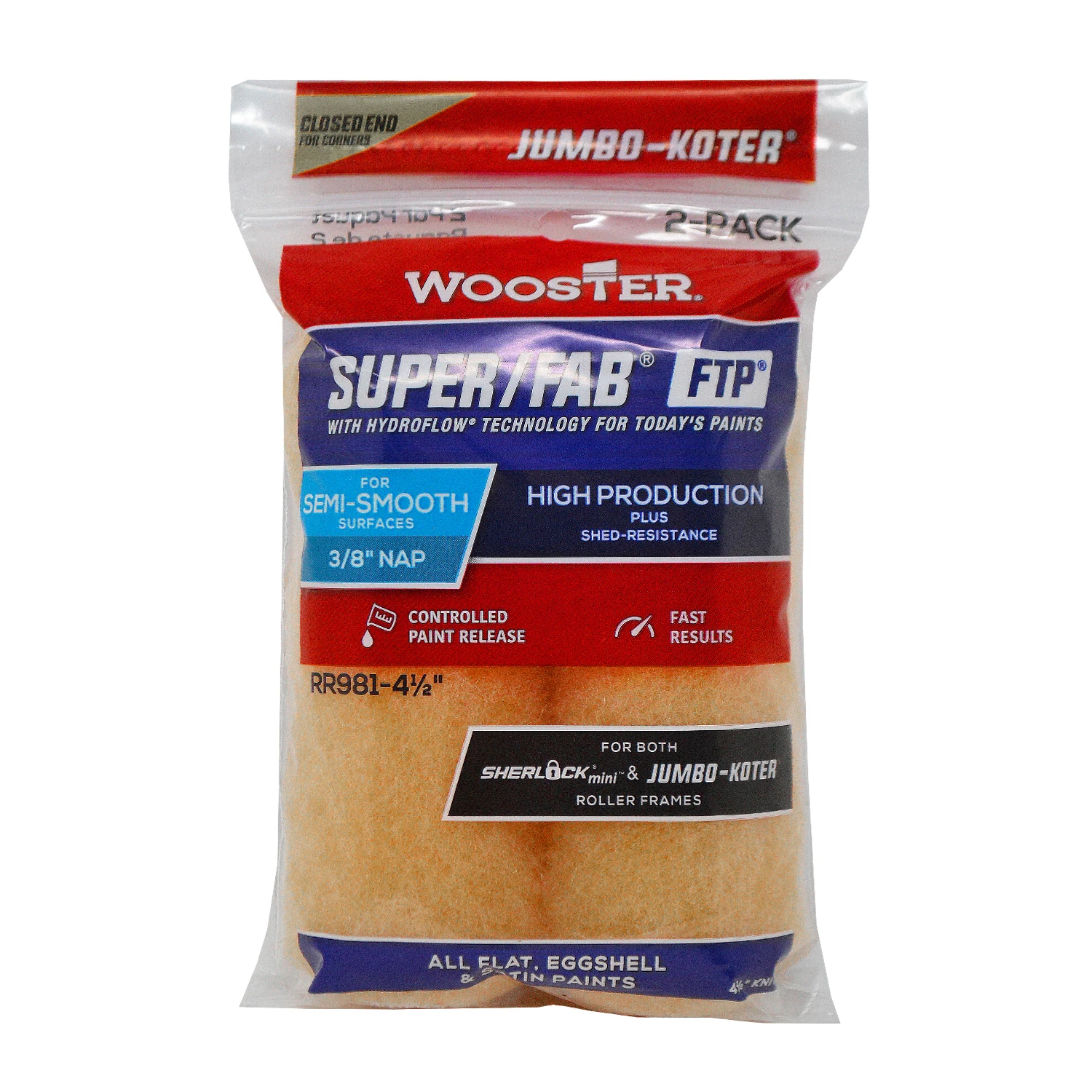 Jumbo-koter Super/fab Ftp 4.5 In. X 3/8 In. Knit Roller Cover (2 Pk)