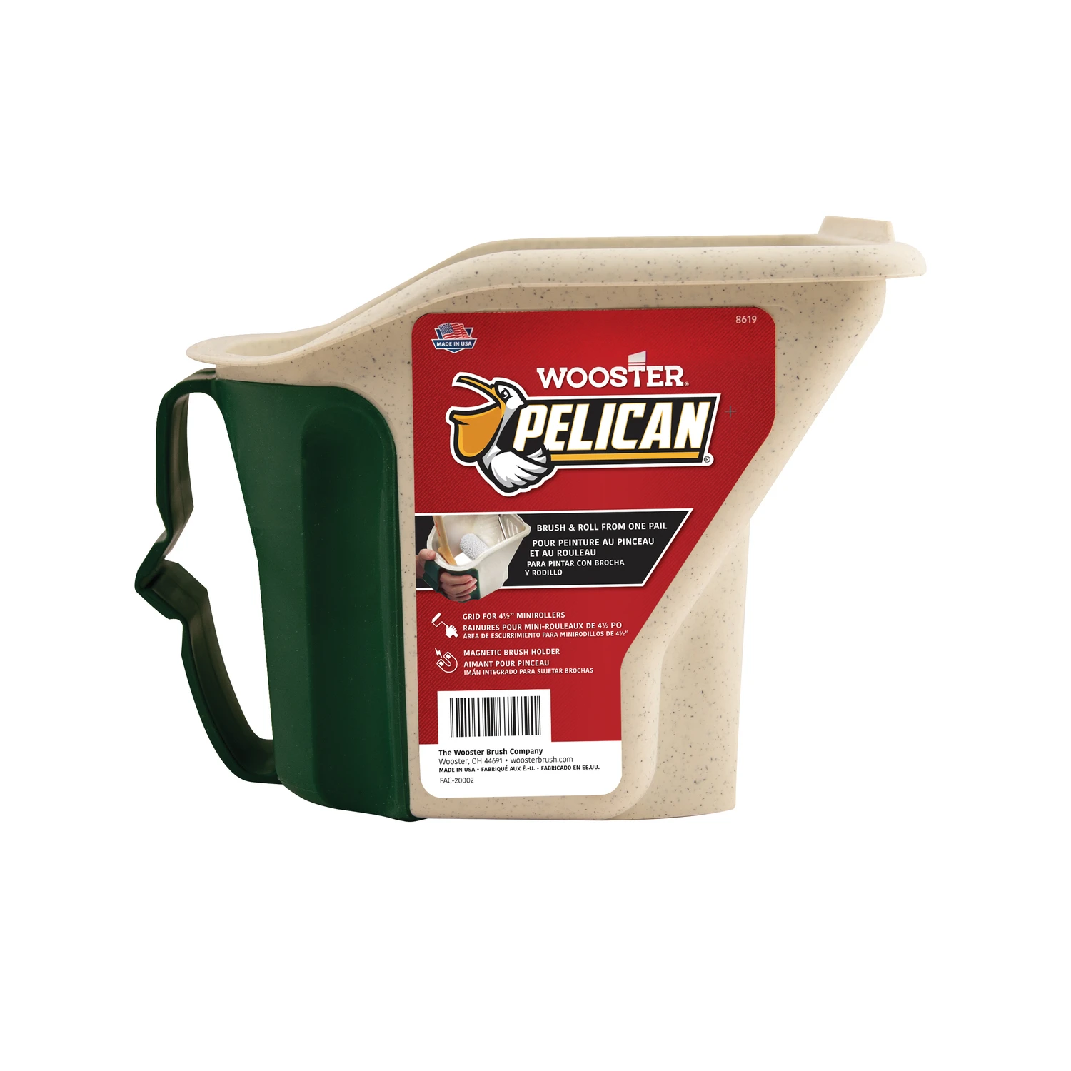 1 Qt. Green & White Painter's Bucket With Magnetic Brush Holder