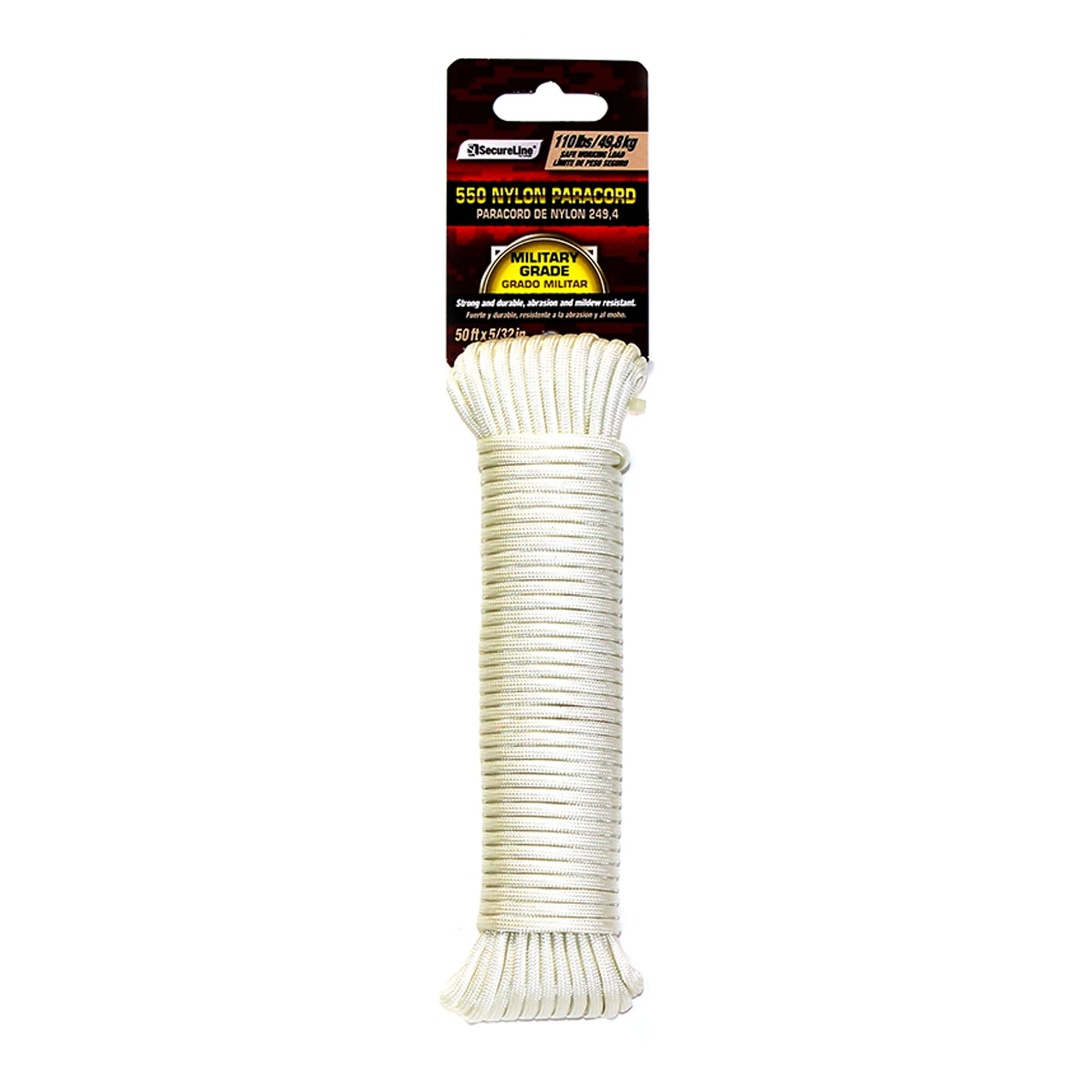 Secureline 5/32 In. Diameter X 50 Ft. Length White Diamond Braided Nylon Paracord