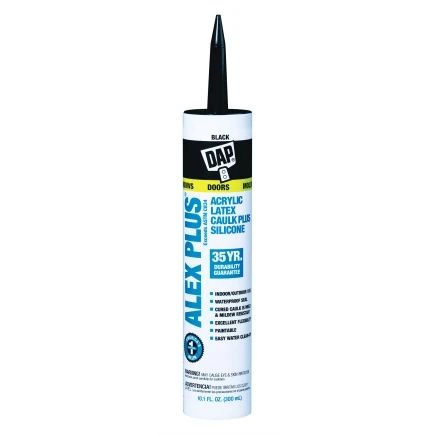 Alex Plus Black Acrylic Latex All Purpose Caulk 10.1 Oz - Flexible & Durable
