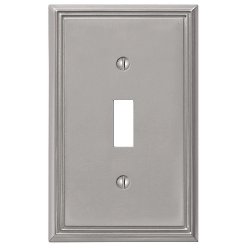 Metro Wall Plate, Brushed Nickel, Metal, 1 Toggle