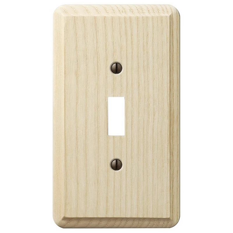 Contemporary Wall Plate, Unfinished Ash Wood, 1 Toggle