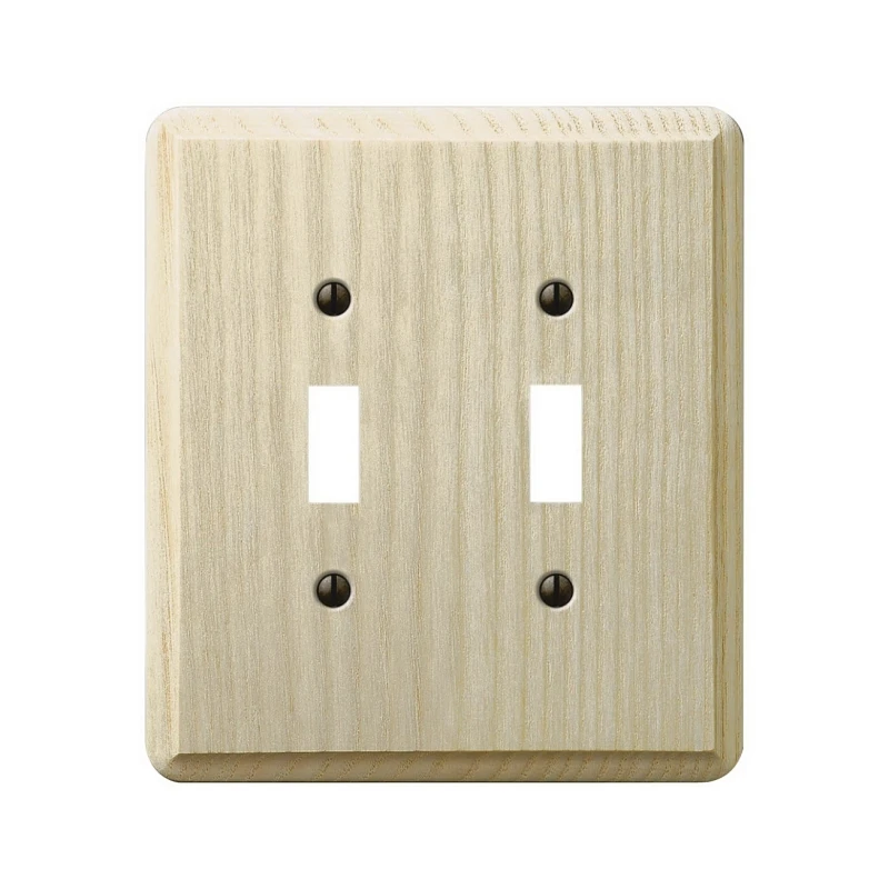 Contemporary Wall Plate, Unfinished Ash Wood, 2 Toggle