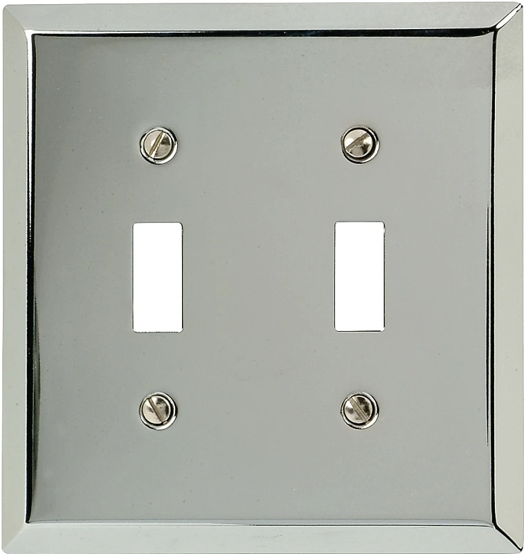 Century Wall Plate, Polished Chrome, Steel, 2 Toggle