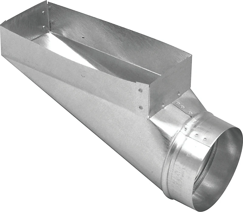 Galvanized Steel HVAC Angle Boot End Center Transition 4 Inch by 10 Inch to 6 Inch