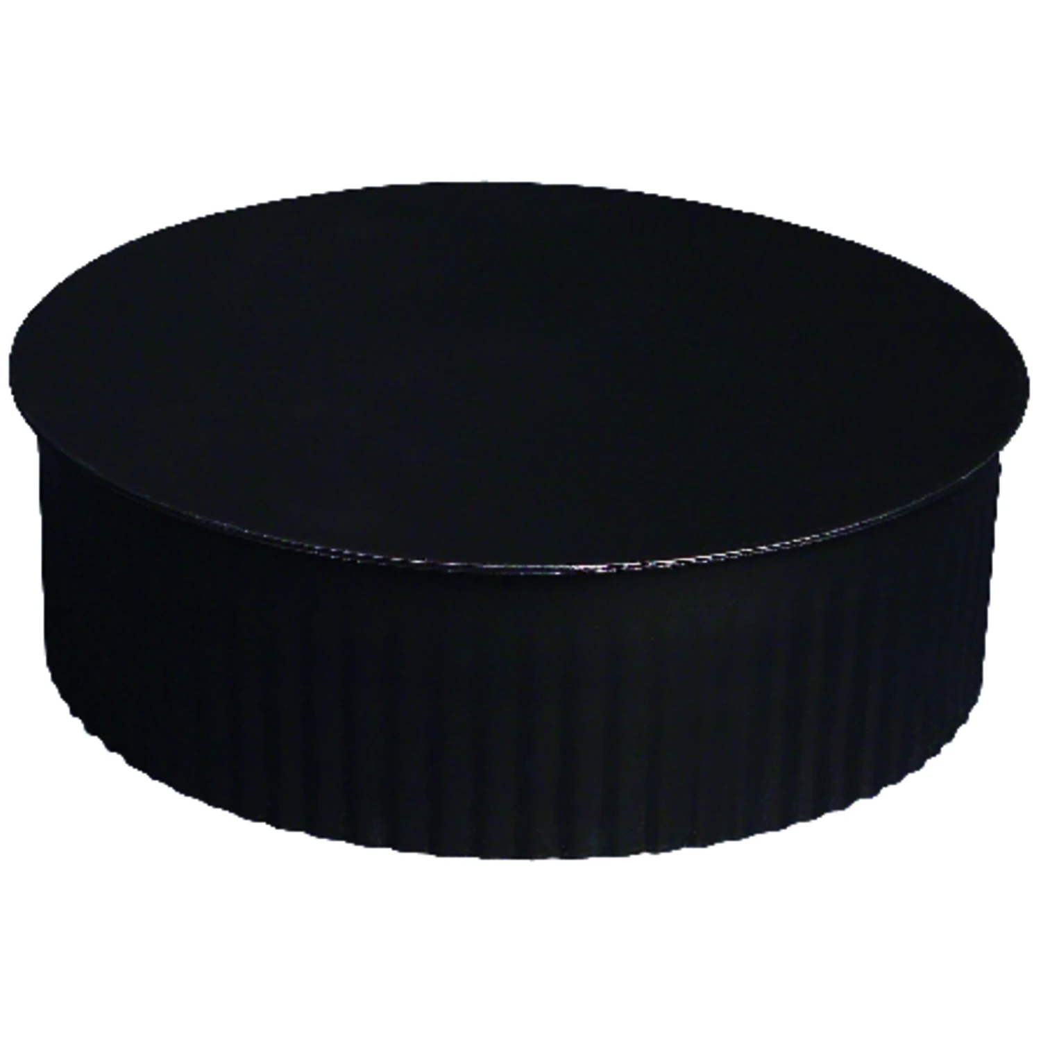 7 In. Diameter Steel Crimped Pipe End Cap, 24 Gauge, Black