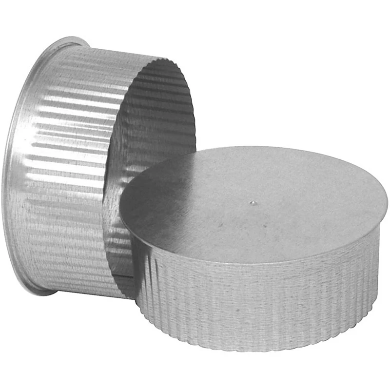 8 In. Galvanized Steel Crimped Tee Cap/plug, 30 Gauge