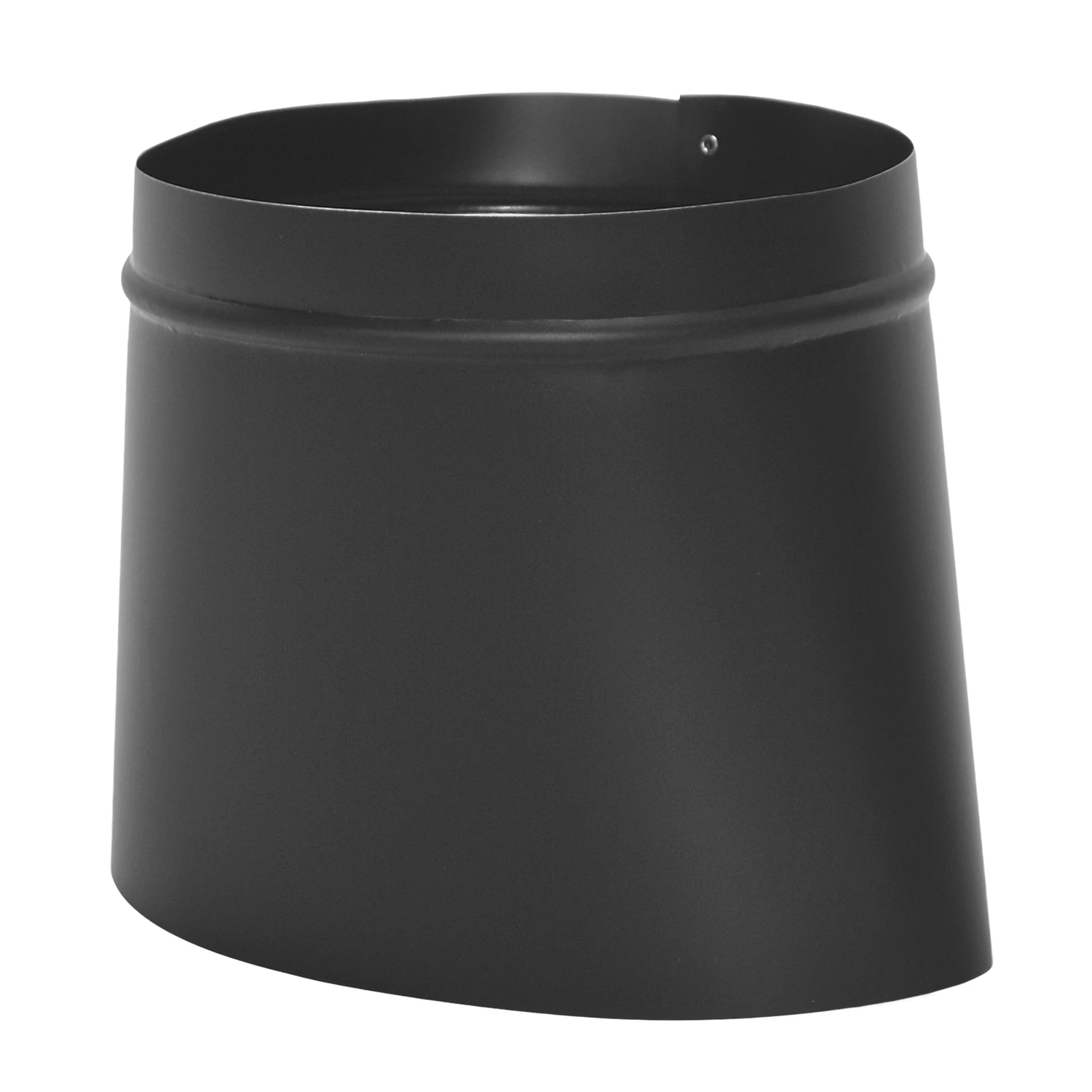 Black Stove Pipe Reducer, 24 Gauge Steel, 7 Inch Oval by 6 Inch Round