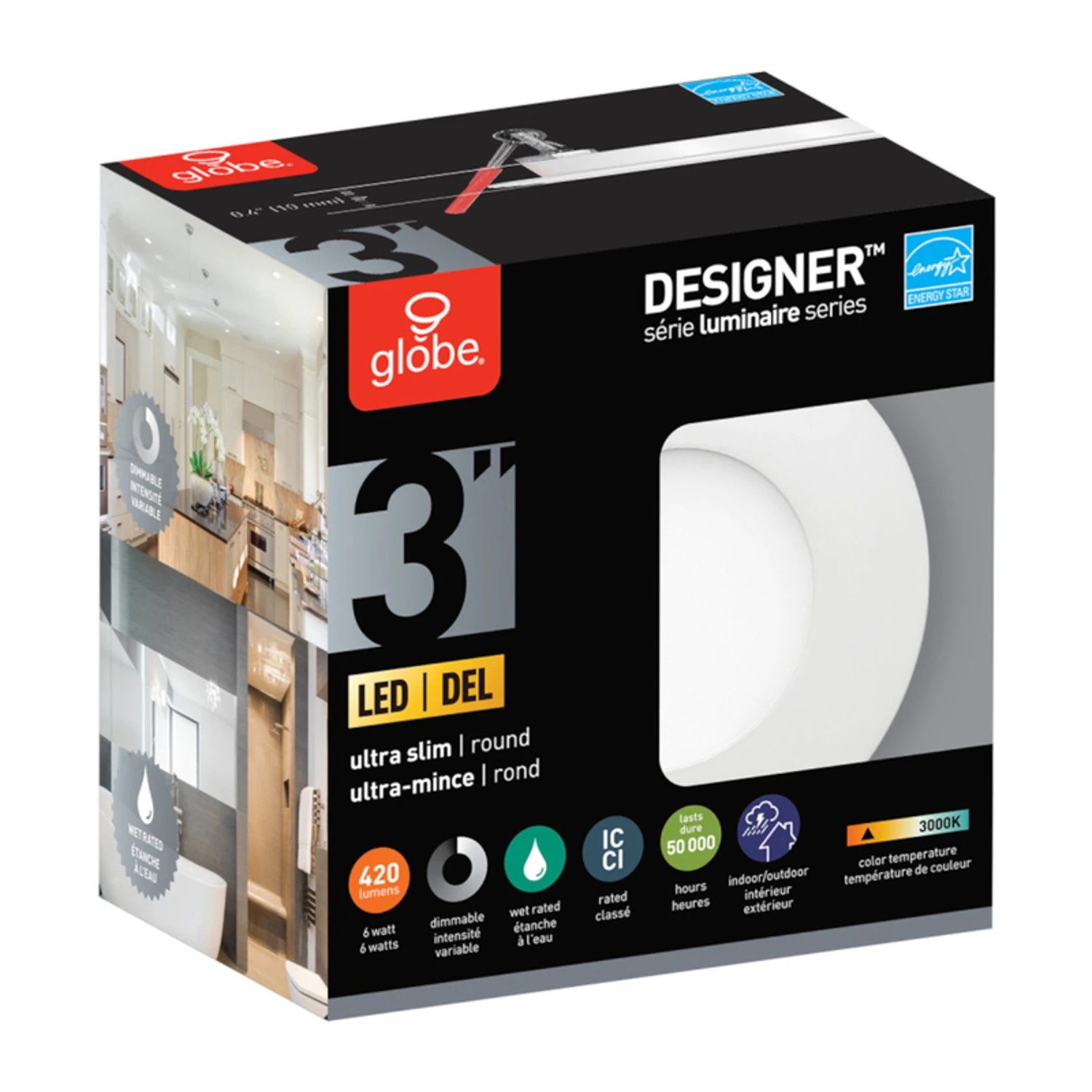 Designer Luminaire Series Frost White 3" Metal Led Canless Recessed Downlight