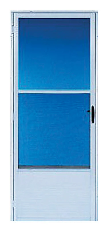 32 X 80 X 1-inch White Aluminum Self-storing Storm Door With Screen