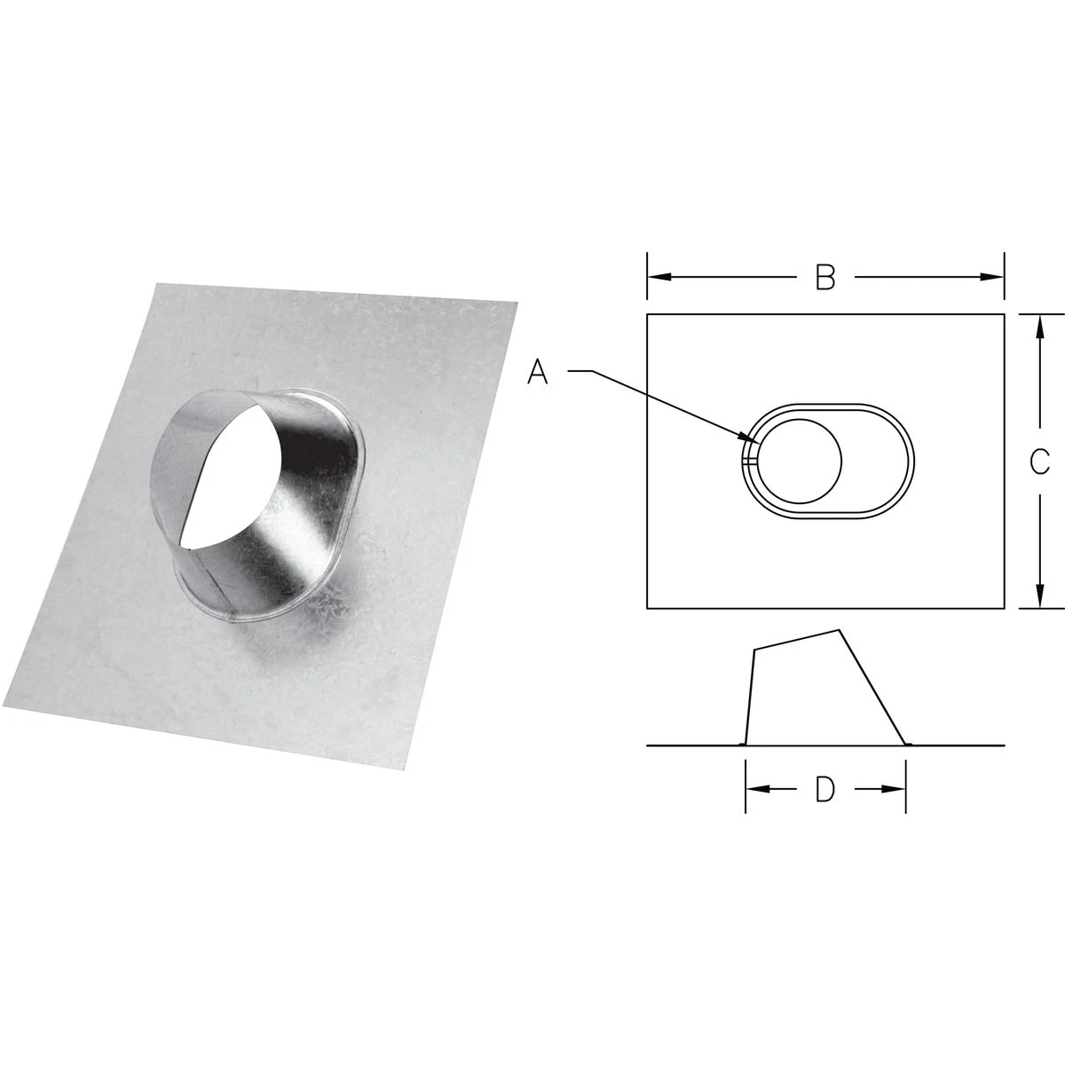 Selkirk 6 In. Rv Gas Vent Adjustable Roof Flashing - Type B, Aluminum/steel