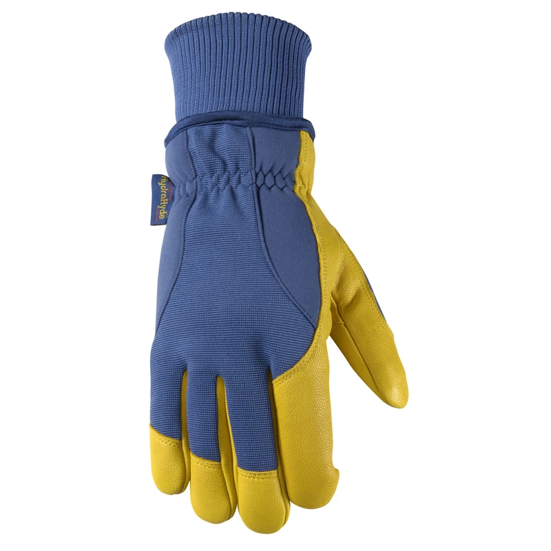 Wells Lamont HydraHyde Men's Goatskin Leather Cold Weather Work Gloves Yellow/Blue L 1 pk
