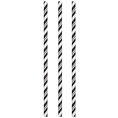 Black Paper Drinking Straws, 24 Count