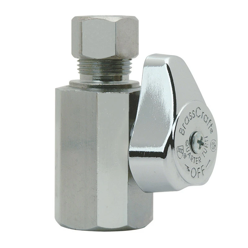 1/2 In. Fpt X 3/8 In. Mpt Brass Shut-off Valve - Chrome-plated
