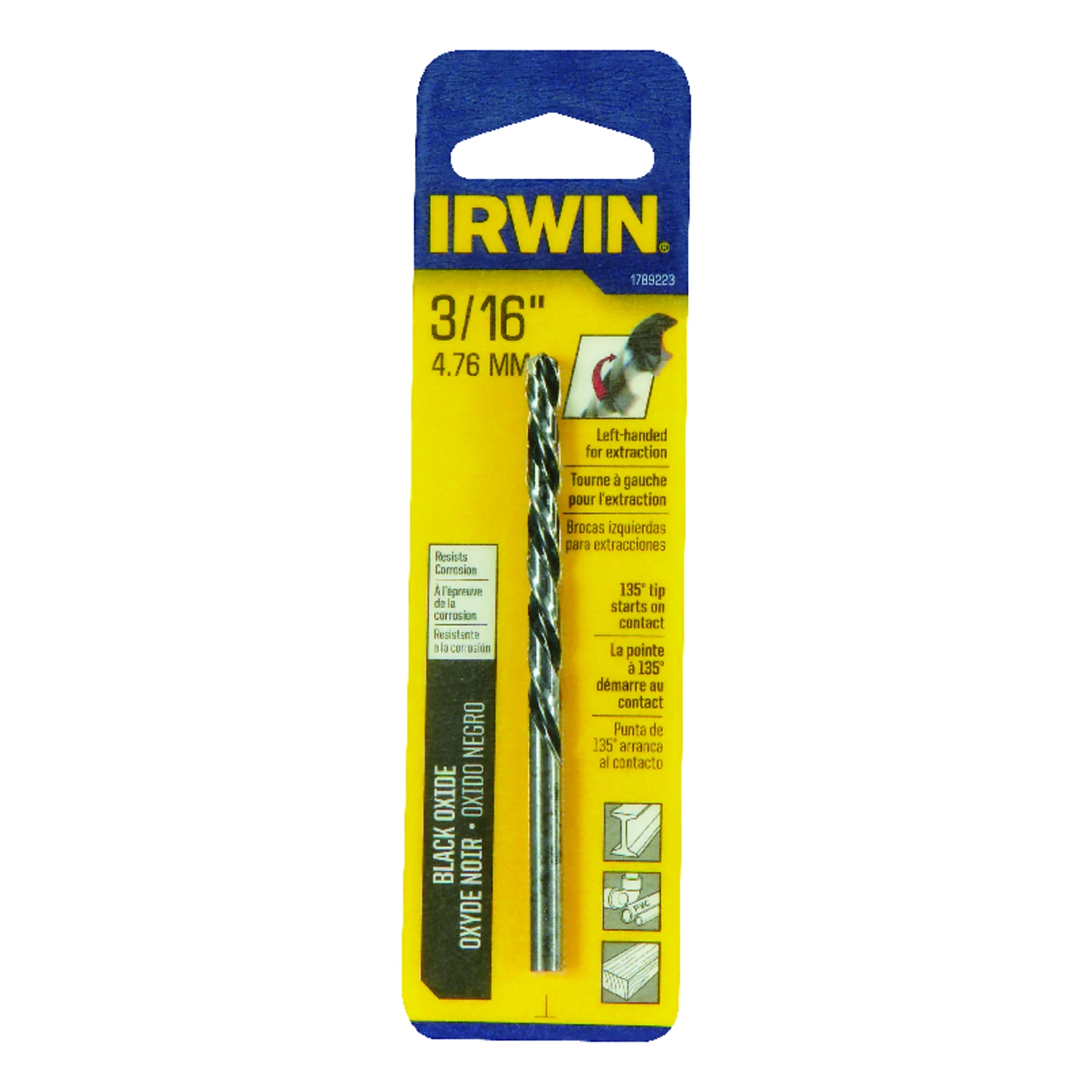 3/16 In. X 3-1/2 In. High Speed Steel Left Hand Drill Bit - Model 1789223