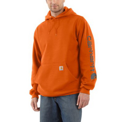 Midweight Hooded Logo Sweatshirt For Men, Orange, Large Size