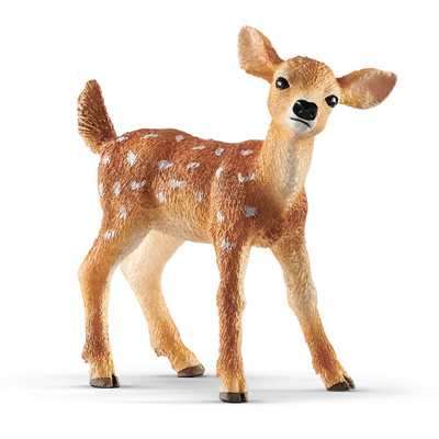 Hand-painted White-tailed Fawn Toy Animal Figure, 1.18" X 1.96" X 1.96"